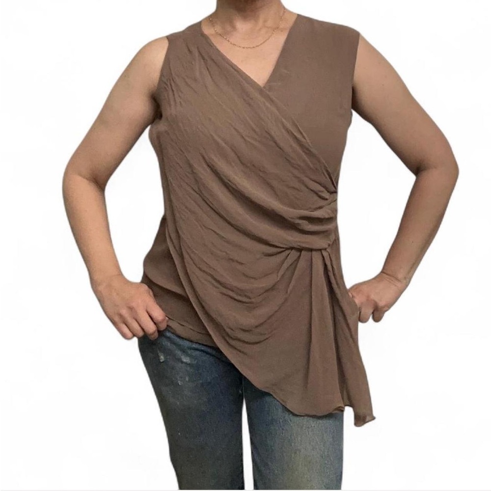 Cynthia Steffe Brown Asymmetrical Blouse